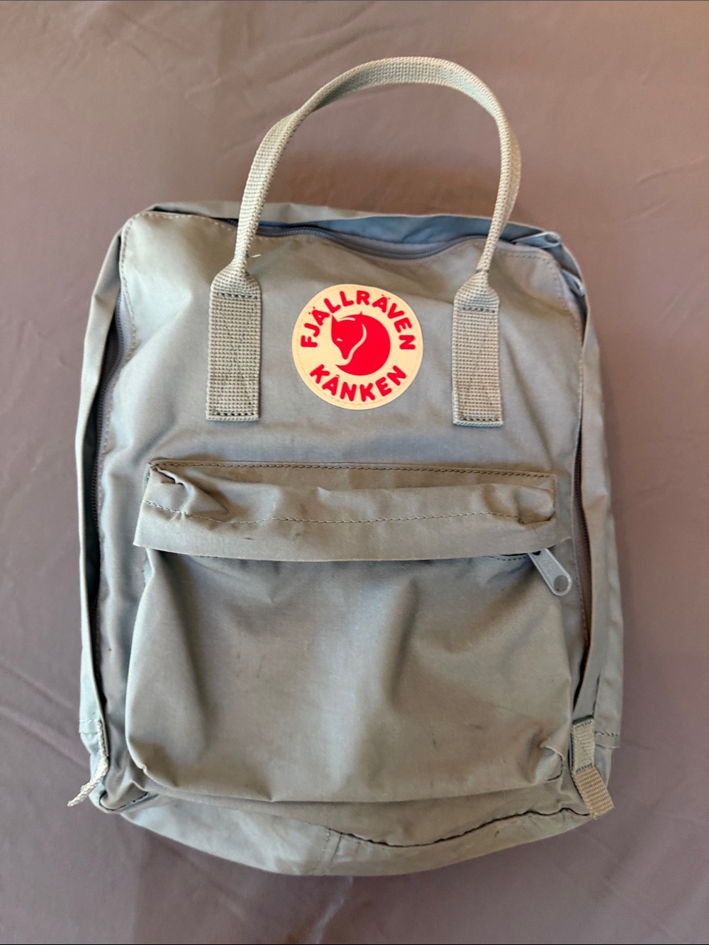 Fjallraven Kånken Backpack in Light Blue with Red Logo